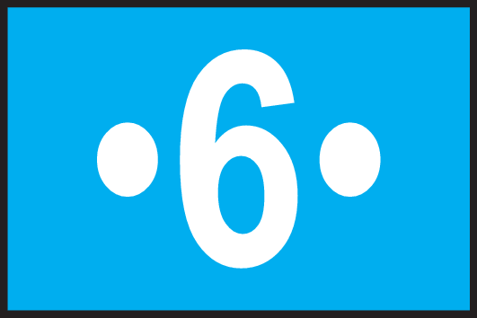 Wegzeichen/Zahlen mit Punkten/0061_white_dot6dot_bgblue.png